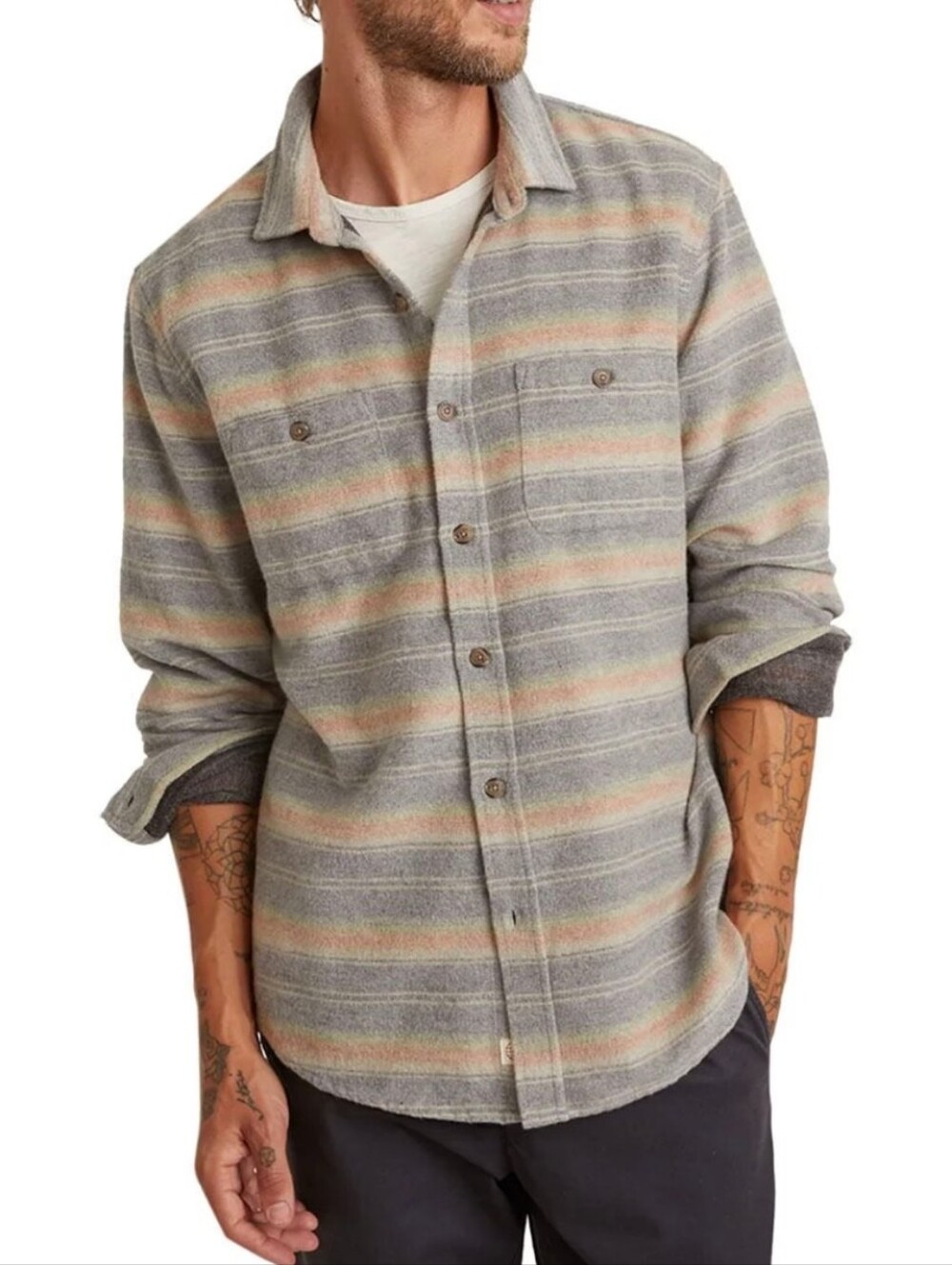 Marine Layer Cotton-Wool Blend Mens Overshirt